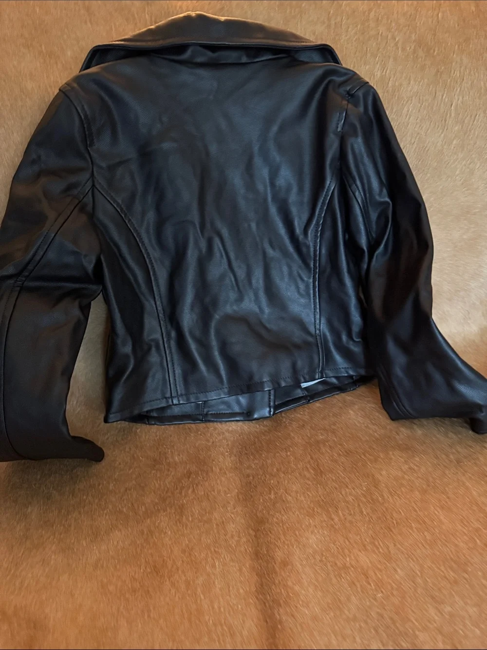 Gap Black Faux Leather Moto Jacket - Kids regular Gap size 6-7